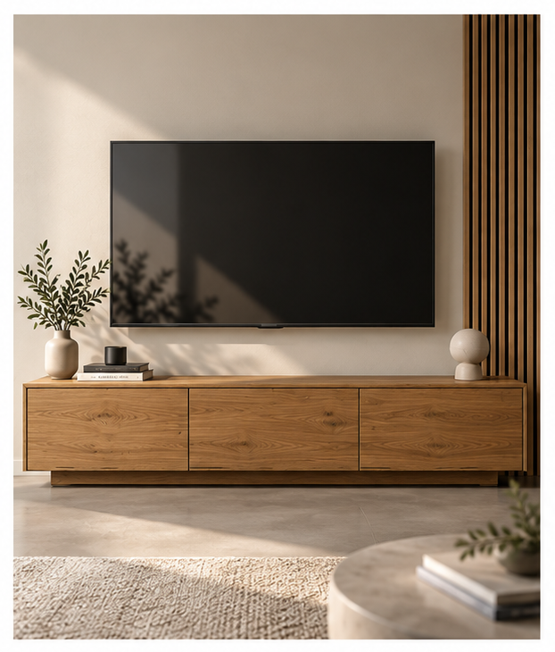 Nízka závesná TV skrinka pod televízorom